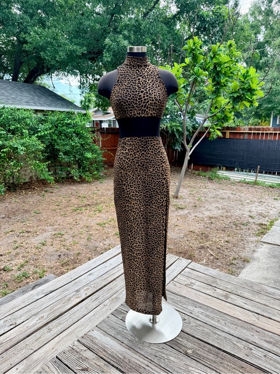 Cache Dresses & Skirts - Vintage 80s 90s Cache Leopard Print Maxi Dress